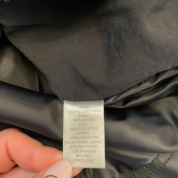 CHRISTOPHER & BANKS FAUX LEATHER JACKET LACE FULL ZIP SIZE M GOTH FEMININE BLACK - Picture 6 of 7